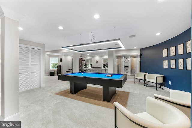 22 Thomas Speakman Dr Unit 76, Glen Mills, PA 19342 - game room with light carpet, billiards table, and recessed lighting