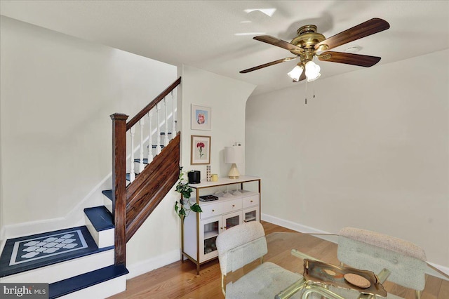 409 N Cherry St, Lancaster, PA 17602 - stairway featuring wood finished floors and a ceiling fan