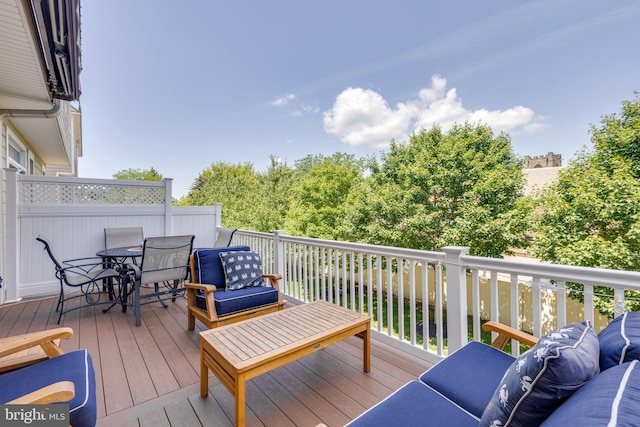 18 S Roberts Rd, Bryn Mawr, PA 19010 - wooden terrace featuring outdoor dining area