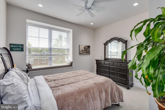 18 S Roberts Rd, Bryn Mawr, PA 19010 - bedroom with carpet, multiple windows, recessed lighting, and ceiling fan