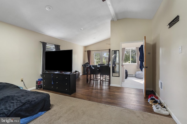 39 Roxeter Rd, New Castle, DE 19720 - carpeted living room featuring wood finished floors and baseboard heating
