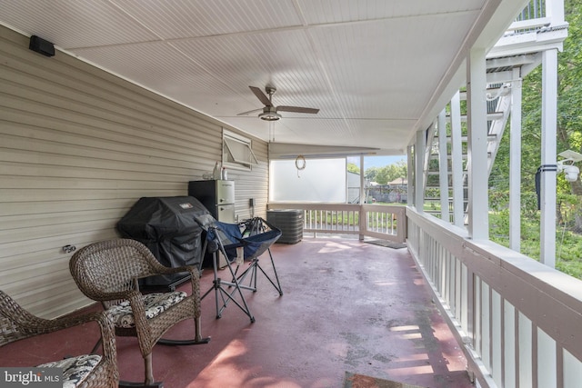 39 Roxeter Rd, New Castle, DE 19720 - view of patio with a ceiling fan and a grill