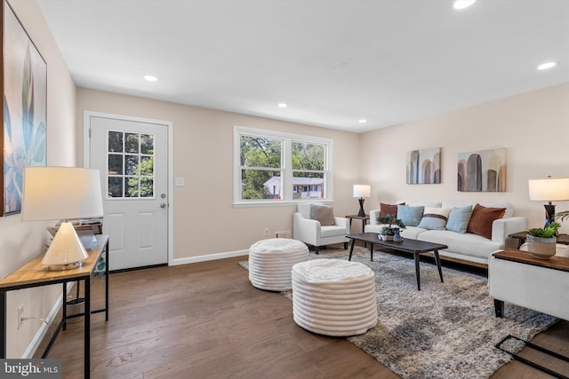 423 Highmeadow Rd, Reisterstown, MD 21136 - living room featuring wood finished floors and recessed lighting