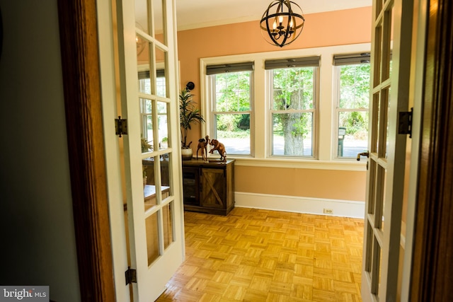 674 Good Intent Rd, Blackwood, NJ 08012 - doorway featuring a chandelier and french doors