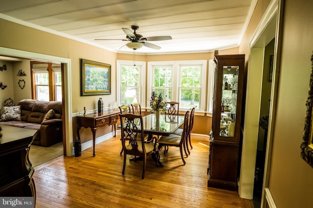 674 Good Intent Rd, Blackwood, NJ 08012 - dining space featuring hardwood / wood-style flooring, crown molding, and ceiling fan
