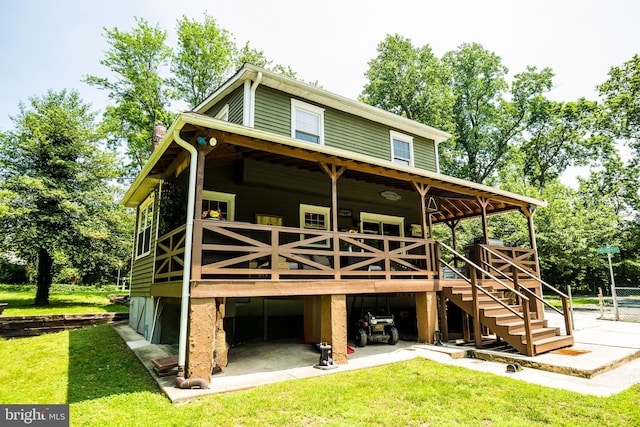 674 Good Intent Rd, Blackwood, NJ 08012 - rear view of property featuring a carport, a yard, stairs, and a deck
