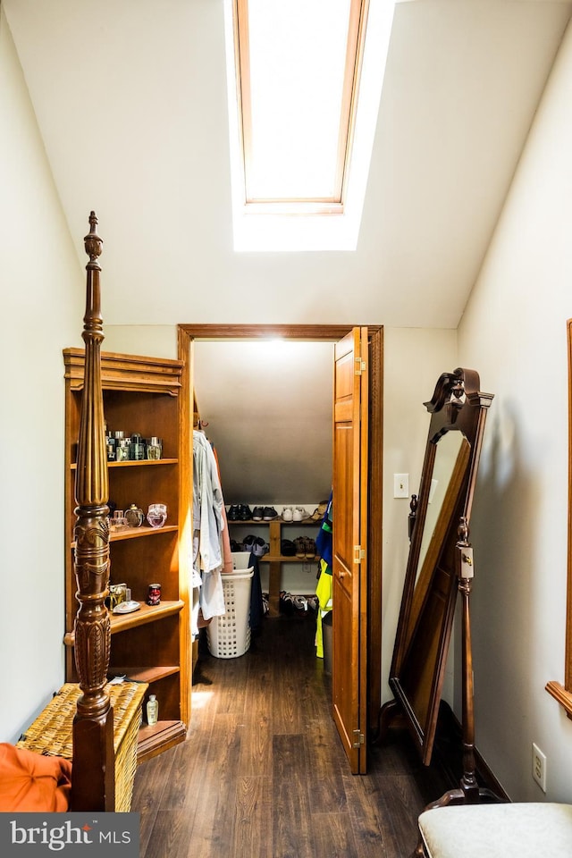 674 Good Intent Rd, Blackwood, NJ 08012 - bedroom featuring dark wood finished floors, a skylight, and lofted ceiling