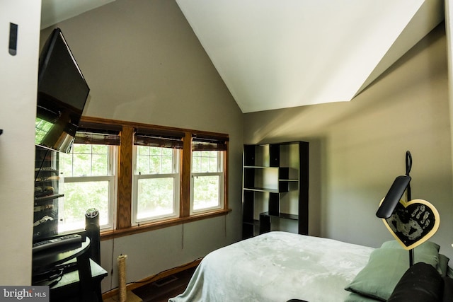 674 Good Intent Rd, Blackwood, NJ 08012 - bedroom featuring vaulted ceiling, multiple windows, and wood finished floors