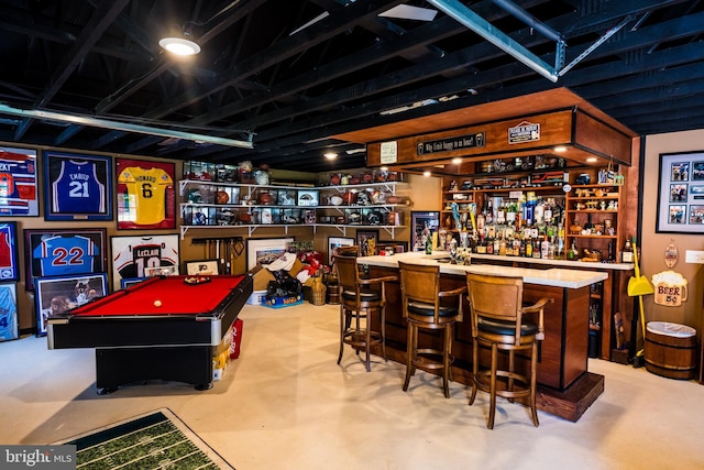 674 Good Intent Rd, Blackwood, NJ 08012 - indoor dry bar with billiards and concrete flooring