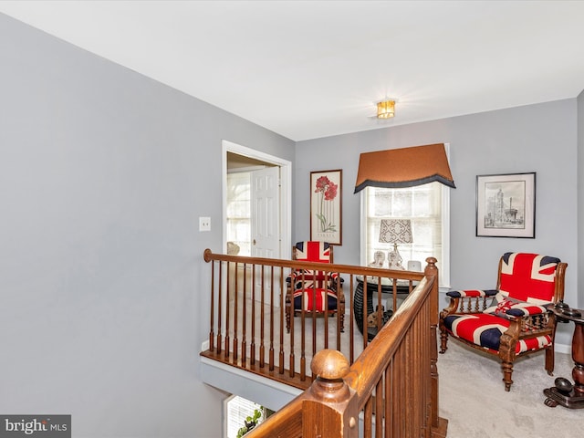 6108 Fieldcrest Dr, Frederick, MD 21701 - hallway featuring carpet flooring and an upstairs landing