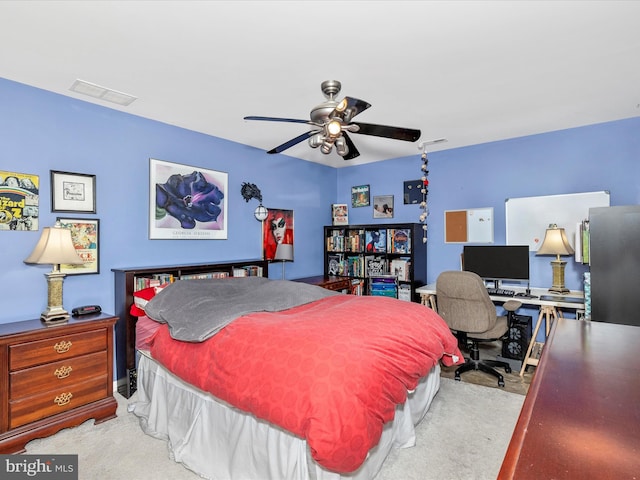 6108 Fieldcrest Dr, Frederick, MD 21701 - carpeted bedroom with an office area and a ceiling fan