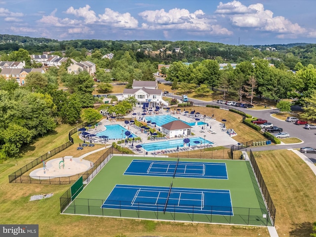 6108 Fieldcrest Dr, Frederick, MD 21701 - drone / aerial view of a pool and a tree filled landscape