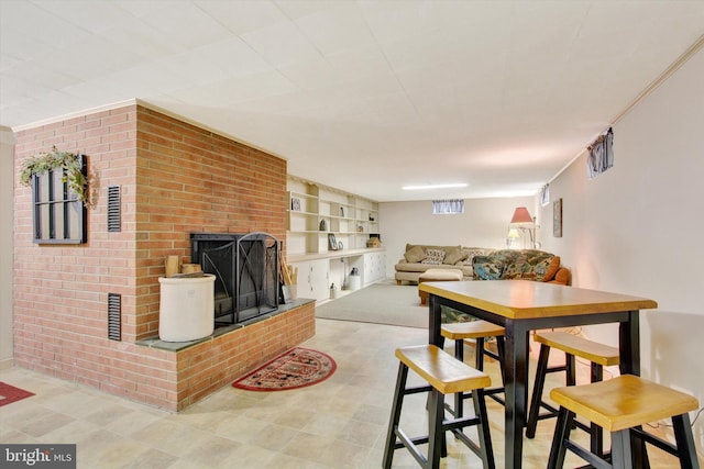 106 Mumma Ave, Hanover, PA 17331 - living area featuring built in features and a brick fireplace
