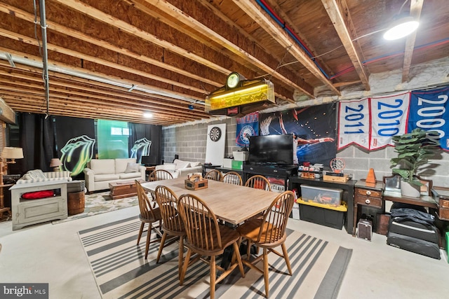 65 Shady Brook Ln, Princeton, NJ 08540 - dining area with finished concrete floors