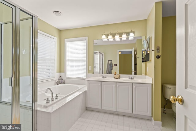 25336 Ripleys Field Dr, Chantilly, VA 20152 - full bath with a garden tub, double vanity, a stall shower, and tile patterned floors