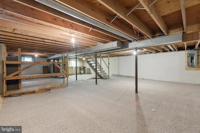 21 Jerrys Ave, Clayton, NJ 08312 - unfinished basement with electric panel and stairway