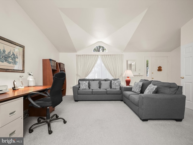 6250 Fairbourne Ct, Hanover, MD 21076 - home office featuring carpet flooring and vaulted ceiling