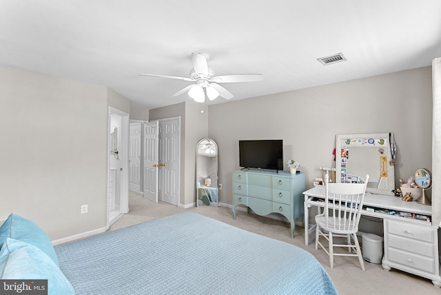 43251 Brownstone Ct, Ashburn, VA 20147 - bedroom featuring light colored carpet, a ceiling fan, and a closet