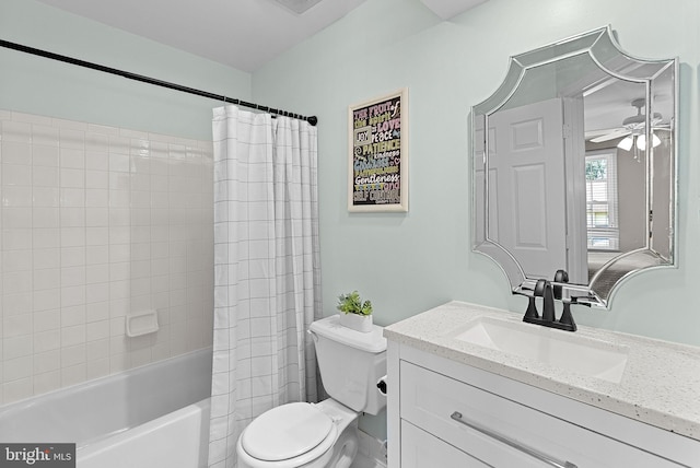 43251 Brownstone Ct, Ashburn, VA 20147 - full bath featuring vanity, a ceiling fan, and shower / tub combo with curtain