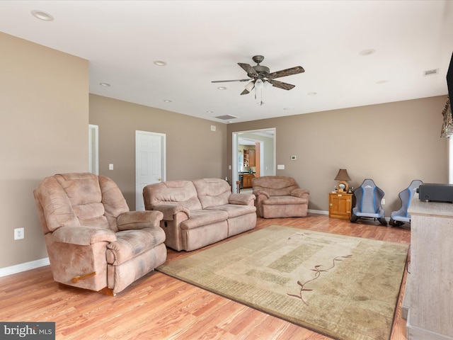 364 Stoney Bottom Rd, Front Royal, VA 22630 - living room featuring wood finished floors, ceiling fan, and recessed lighting