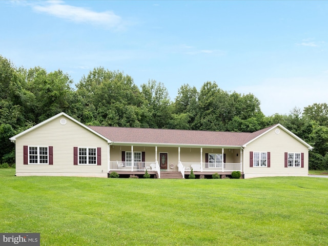 364 Stoney Bottom Rd, Front Royal, VA 22630 - single story home with a porch, a front lawn, and roof with shingles