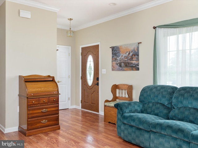 364 Stoney Bottom Rd, Front Royal, VA 22630 - entryway featuring light wood-style floors and crown molding