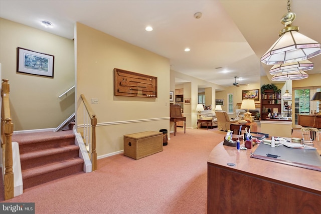 130 Piqua Cir Unit 30, Berwyn, PA 19312 - home office with carpet, ceiling fan, and recessed lighting