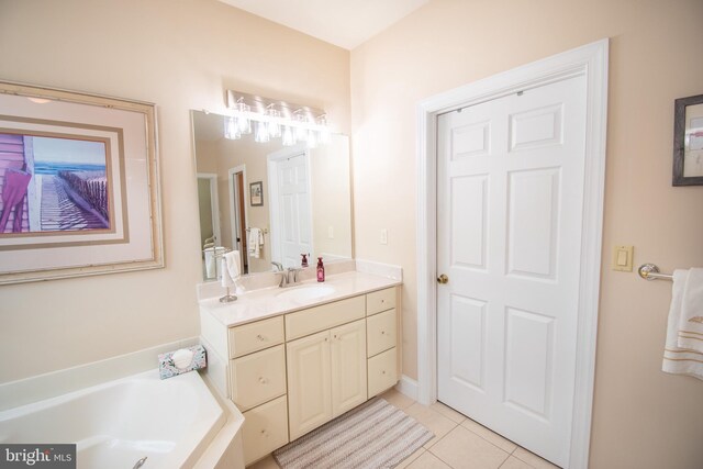 37126 Solitude Dr, Selbyville, DE 19975 - full bathroom featuring vanity, a garden tub, and tile patterned floors