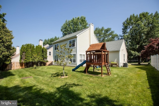 23 Navesink Dr, Pennington, NJ 08534 - back of house with a playground and a chimney