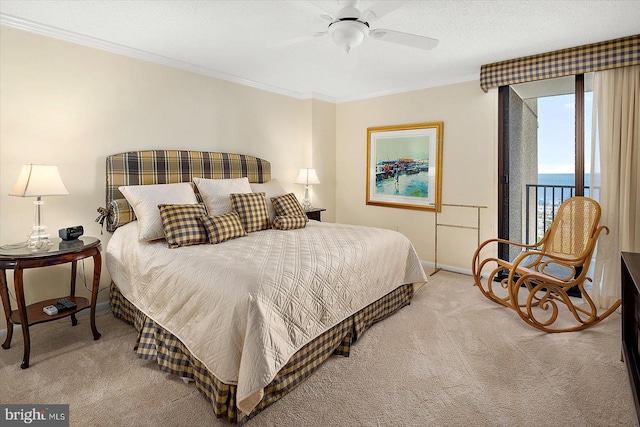403 N Edgewater House Rd Unit 403N, Bethany Beach, DE 19930 - bedroom with carpet, ornamental molding, and a ceiling fan