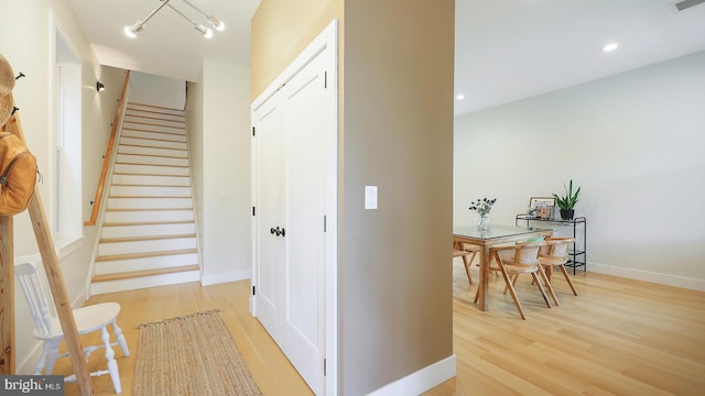 18 Hart Ave, Hopewell, NJ 08525 - foyer entrance featuring light wood finished floors, stairs, and recessed lighting