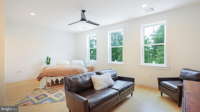 18 Hart Ave, Hopewell, NJ 08525 - bedroom with light wood-style flooring, recessed lighting, and a ceiling fan