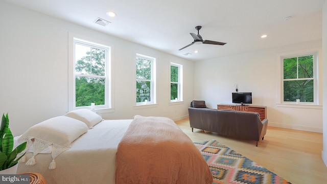 18 Hart Ave, Hopewell, NJ 08525 - bedroom featuring light wood-style floors, ceiling fan, and recessed lighting