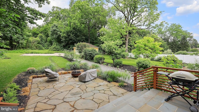 18 Hart Ave, Hopewell, NJ 08525 - view of patio with a fire pit and area for grilling