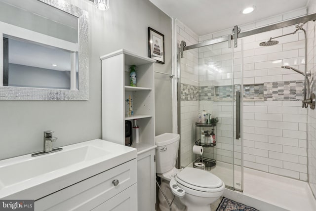 1707 Peach St, Upper Chichester, PA 19061 - bathroom featuring a shower stall, vanity, and recessed lighting