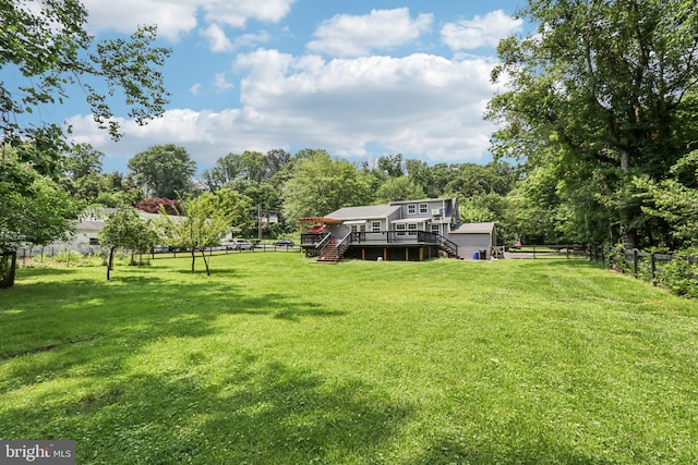 1707 Peach St, Upper Chichester, PA 19061 - fenced backyard with stairway and a wooden deck