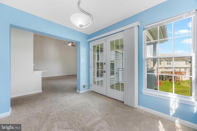 7854 Cornerstone Way Unit 8-7854, Windsor Mill, MD 21244 - spare room with french doors, carpet floors, and a ceiling fan