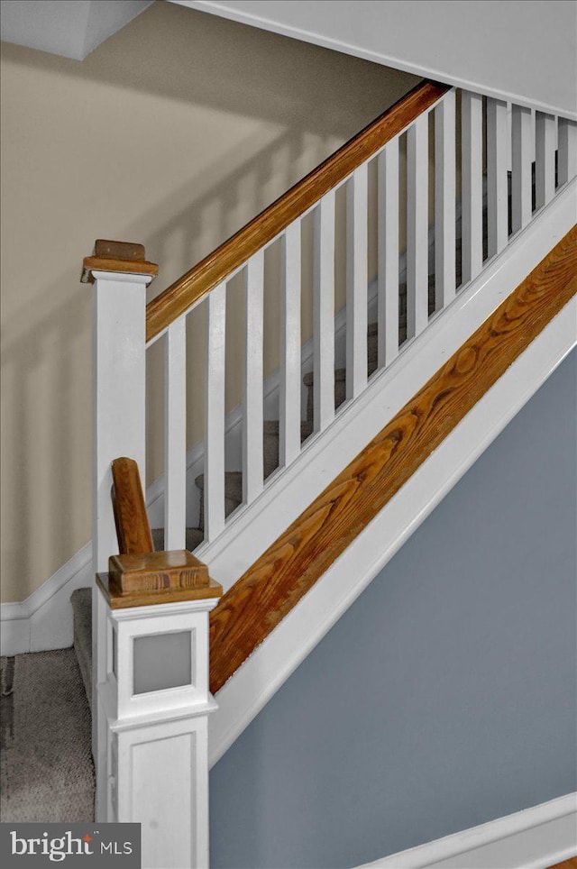 210 N Waverly St, Reading, PA 19607 - staircase featuring carpet flooring and baseboards