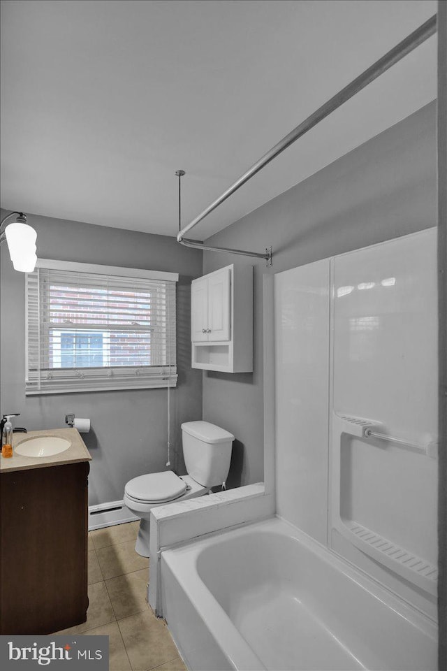 210 N Waverly St, Reading, PA 19607 - bathroom featuring a baseboard heating unit, tile patterned flooring, and vanity