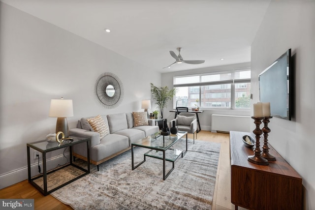 2829 Connecticut Ave NW Unit 706, Washington, DC 20008 - living area featuring a ceiling fan, wood finished floors, and recessed lighting