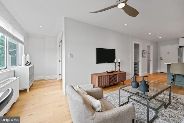 2829 Connecticut Ave NW Unit 706, Washington, DC 20008 - living area featuring a ceiling fan, light wood-style floors, and recessed lighting
