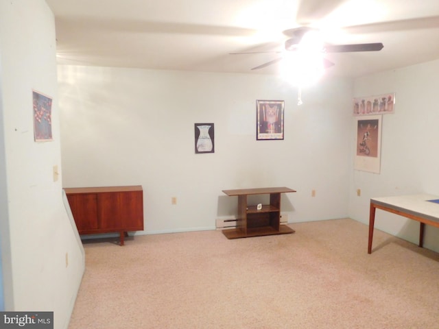 7799 Outing Ave, Pasadena, MD 21122 - sitting room featuring ceiling fan, carpet flooring, and a baseboard heating unit