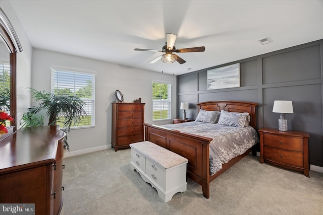 92 Senators Way, Berlin, NJ 08009 - bedroom featuring light carpet, a ceiling fan, and a decorative wall