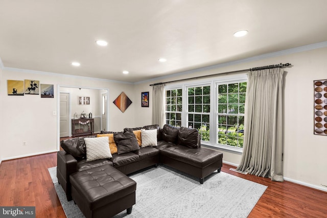 24411 Kakae Dr, Damascus, MD 20872 - living area featuring crown molding, recessed lighting, and wood finished floors
