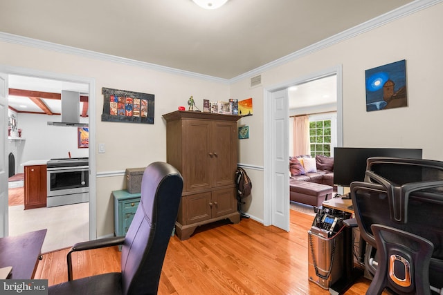 24411 Kakae Dr, Damascus, MD 20872 - office featuring light wood-type flooring and crown molding