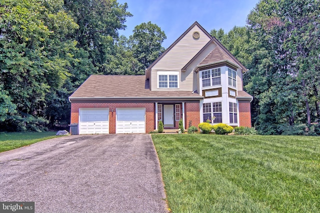 300 Bonnie Meadow Cir, Reisterstown, MD 21136 - traditional-style home featuring a garage, brick siding, driveway, and a front yard