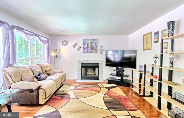 300 Bonnie Meadow Cir, Reisterstown, MD 21136 - living area featuring wood finished floors and a high end fireplace