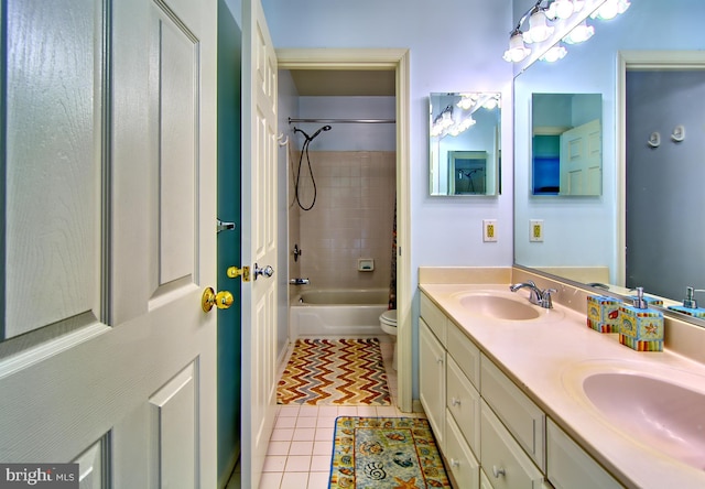 300 Bonnie Meadow Cir, Reisterstown, MD 21136 - full bathroom featuring double vanity, tub / shower combination, and tile patterned floors
