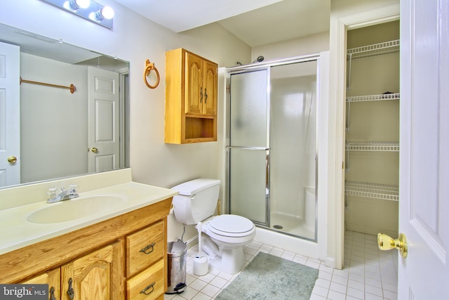 300 Bonnie Meadow Cir, Reisterstown, MD 21136 - bathroom with a stall shower, vanity, and tile patterned flooring