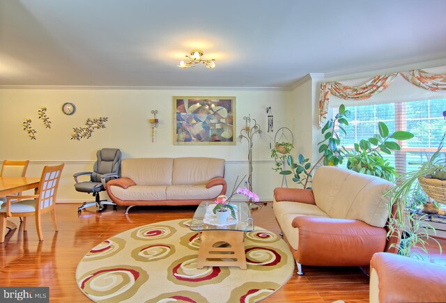 300 Bonnie Meadow Cir, Reisterstown, MD 21136 - living room with crown molding and wood finished floors